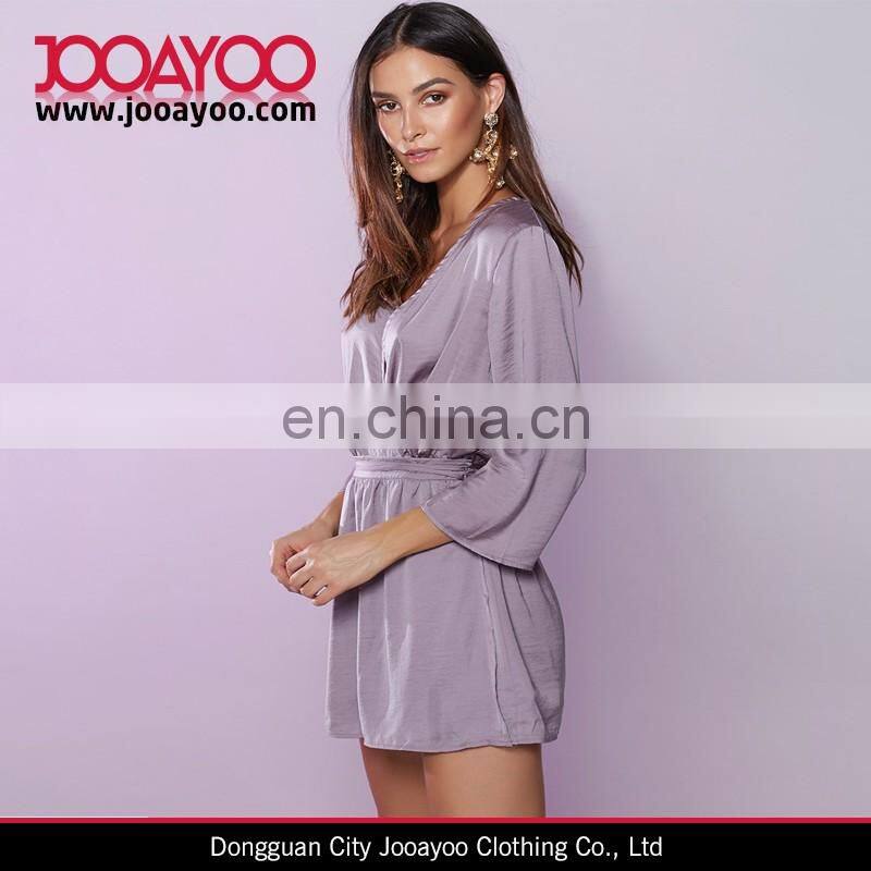 New Style Wrap Over V-Neckline Long Sleeves Elasticated Waistline Playsuits