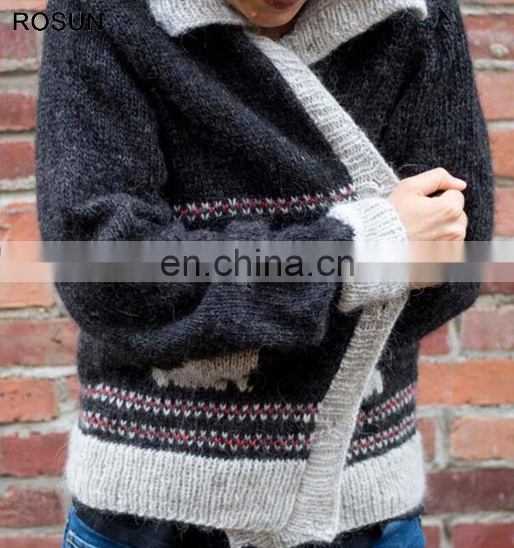 Wool ugly christmas sweater design for girl with jackalope patterns of loose fit wholesale clothing direct from China