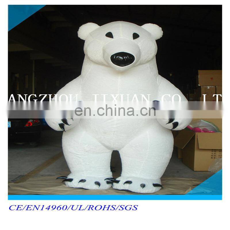 Inflatable airblown long plush polar bear static for christmas decoration