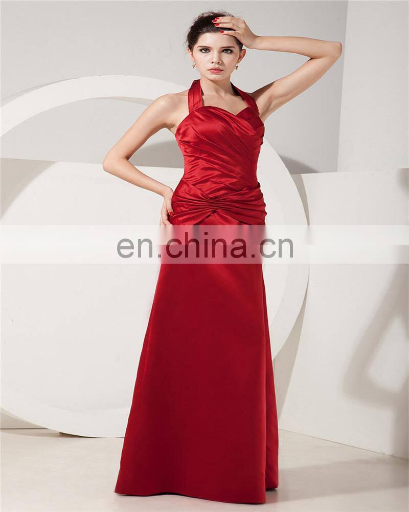 Sexy Halter Sleeveless Evening Gowns Backless Floor Length Zipper Ruched Mother Of The Bride Dress