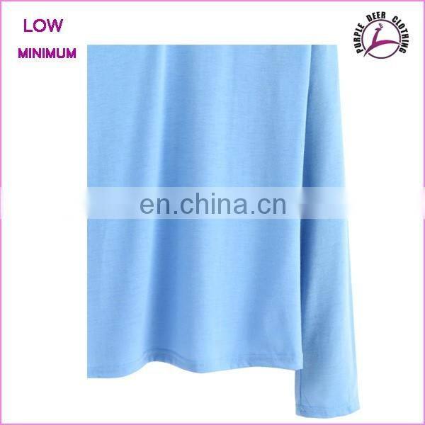 Women blank cotton v neck long sleeve t shirt wholesale tshirts