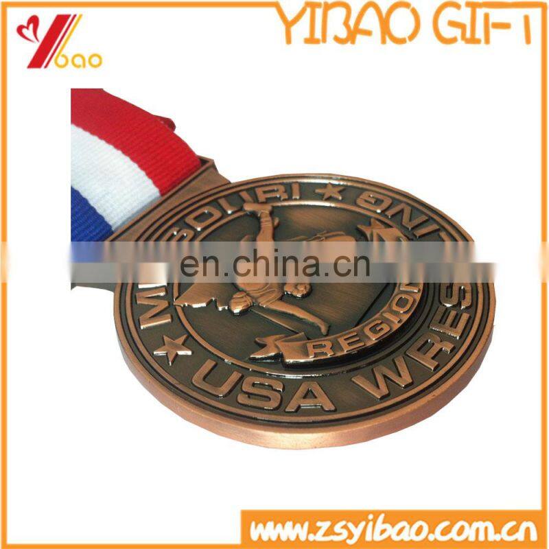 Competition custom award metal running sports medal with ribbon