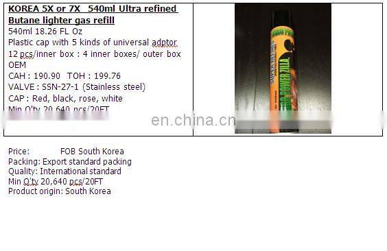 KOREA BUTANE GAS CARTRIDGE 220G NOZZLE TYPE