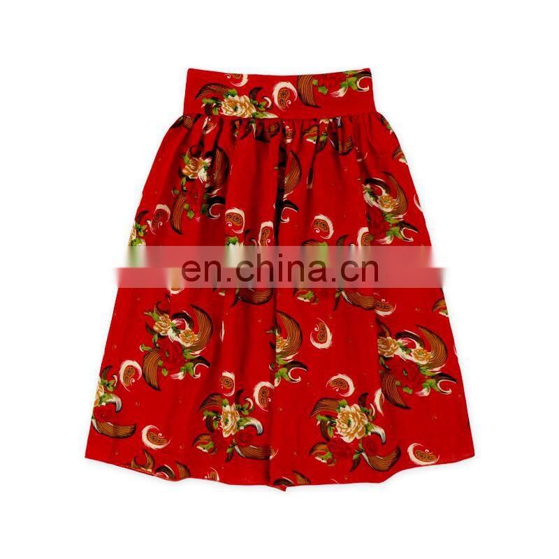Custom baby girls petal skirts colorful prints fabric children girl maxi skirt