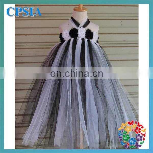 Blue Flower children girl dress Fashion kids girls boutique two layers dress factory price baby girls tutu dresses