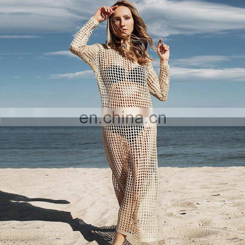 Knitted Beach Cover up dress Tunic Long Pareos Bikinis Cover ups Swim Cover up Robe Plage Beachwear