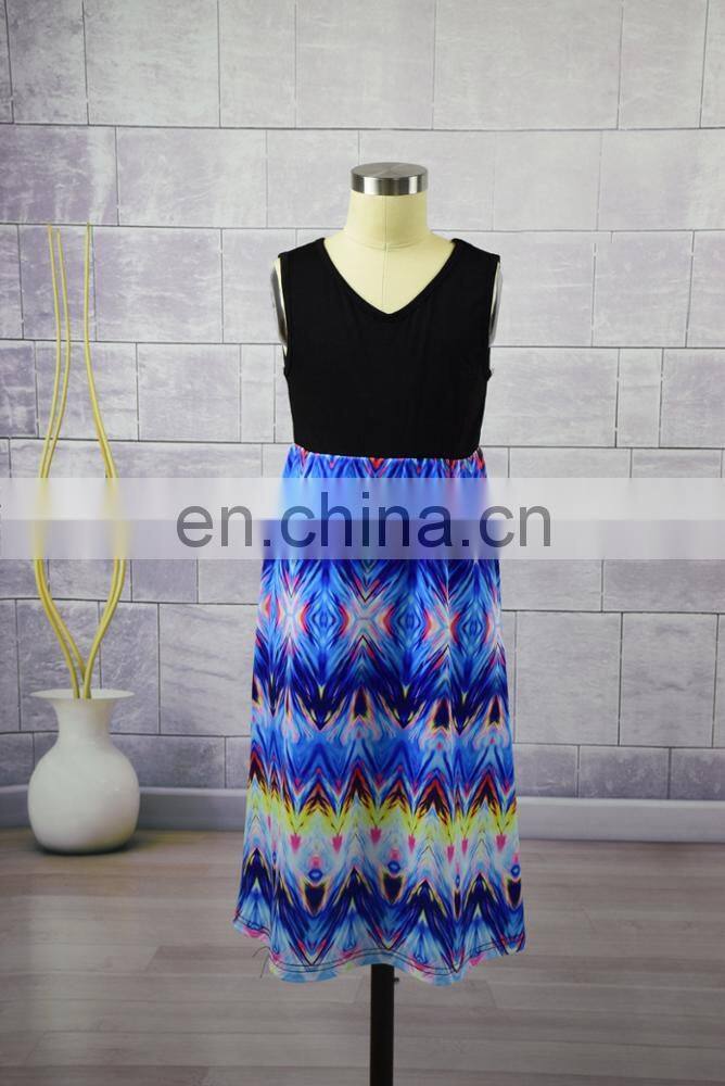 Hand embroidered side trim polyester long maxi dress family matching mother and daughter dress (this link for WOMAN)