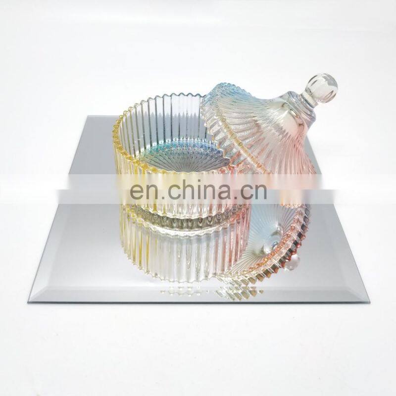 Round Mirror Candle Plate Table Centerpieces for Wedding Decoration