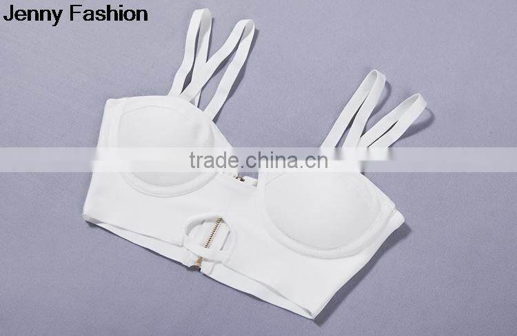 Jenny Fashion Wholesale 2016 New White Beige Red Yellow Sey Cute Women Strap Bandage Bustier Crop Tops