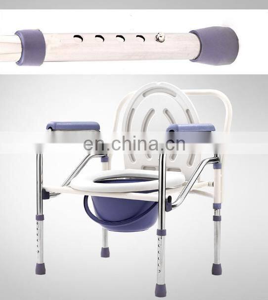 Elderly shower toilet steel commode chair With Bedpan