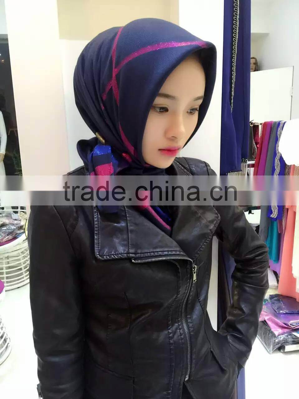 NEW 2016 90*90cm golden line muslim square scarf