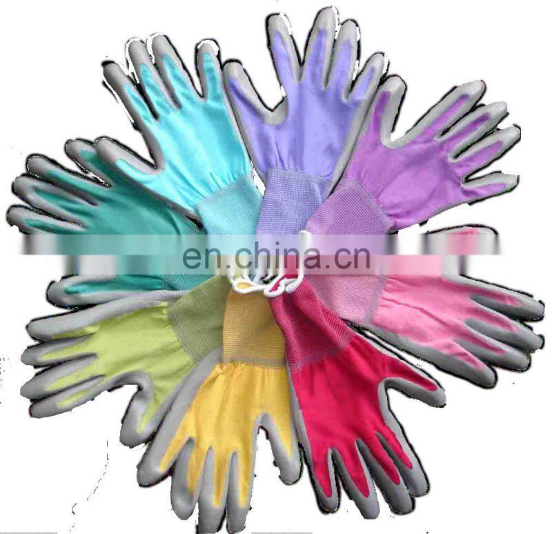 13 Gauge Polyester PU Palm Coated Gloves Protective Work Hand Gloves