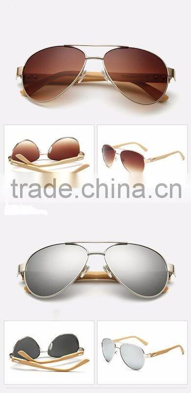hand made wood temple metal frame classic men driving fishing sunglasses