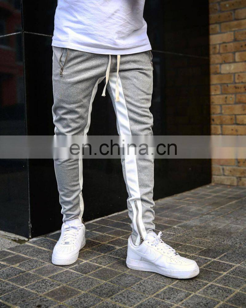 Summer drawstring trousers zipper double pocket long men's sports casual pants