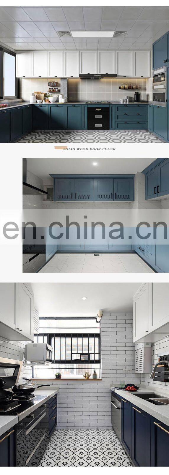 CBMMART shaker style silid wood white color kitchen cabinet with glass door wall cabinet