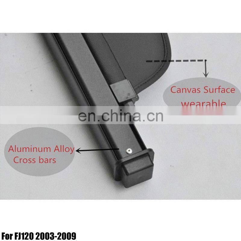 Black Rear Trunk Security Cargo Cover Shade for Prado FJ120 2003-2009 Tonneau Cover