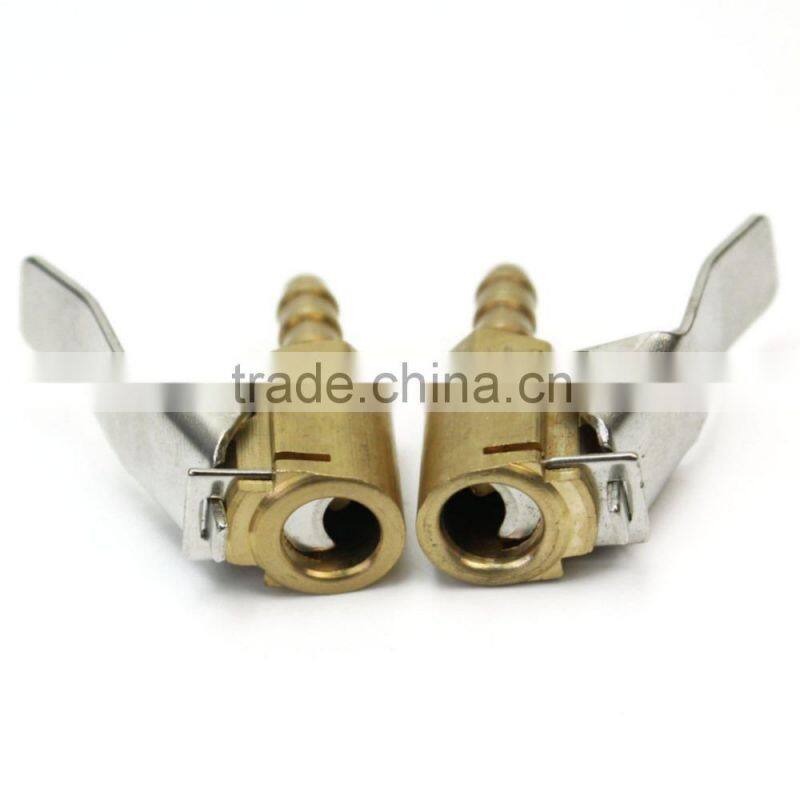 2 pcs Useful Auto Car Tire Inflator Valve Air Chuck Connector 6mm Brass Clip On
