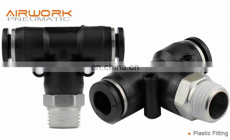 PB pneumatic g-thread one-touch air tube fitting plastic t connector 4 mm 6 mm