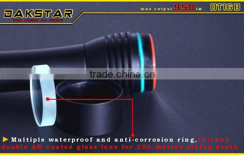 DAKSTAR DT16B CREE XML T6 LED 950LM 18650 IPX8 Rechargeable Scuba Diving Devices
