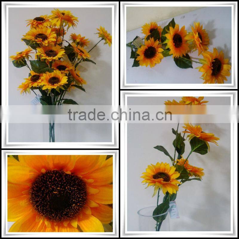Real touch artificial flowers 5 heads artificial sunflower bouquet for wedding decoration