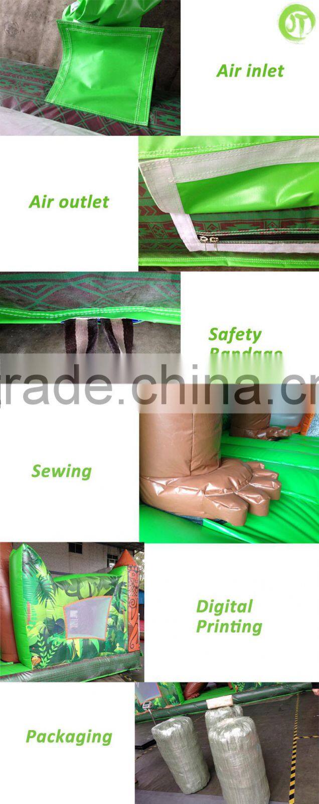 Free blower Dinosaur theme guangzhou 0.55mm PVC children inflatable bouncer jumping castle slide