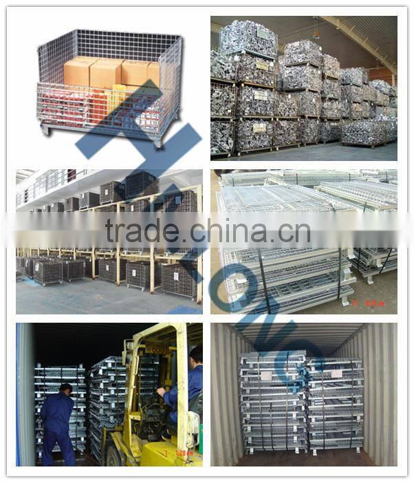 Warehouse fold stack galvanized zinc wire basket