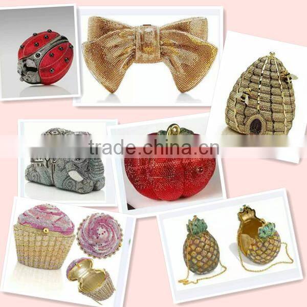 luxury flowers and bird pattern box clutch crystal stone evening bag