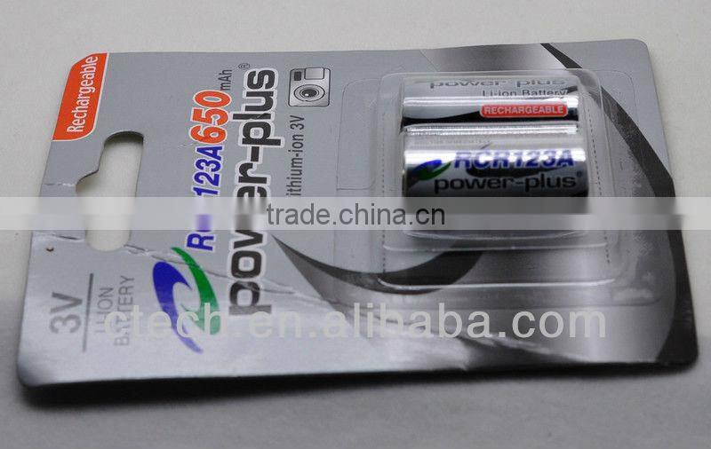 lithium ion rechargeable RCR123A 600mAh battery RCR123A