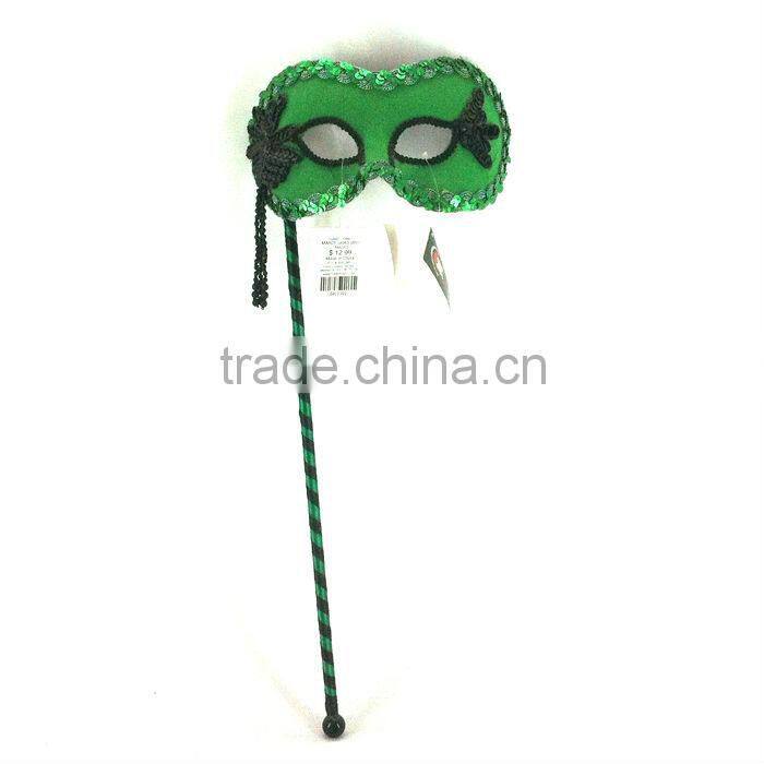 Red Feather Mask With Long Stick