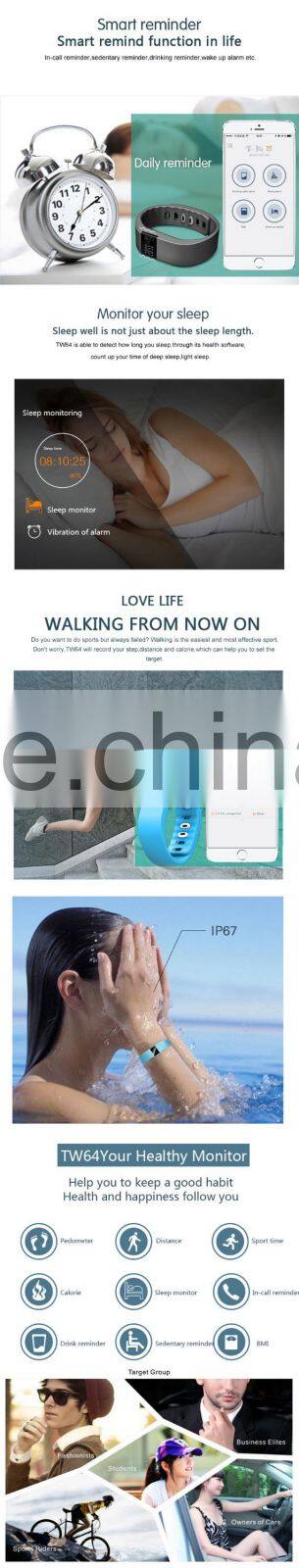 Smart bracelet tw64,smart sports bracelet bluetooth with manual