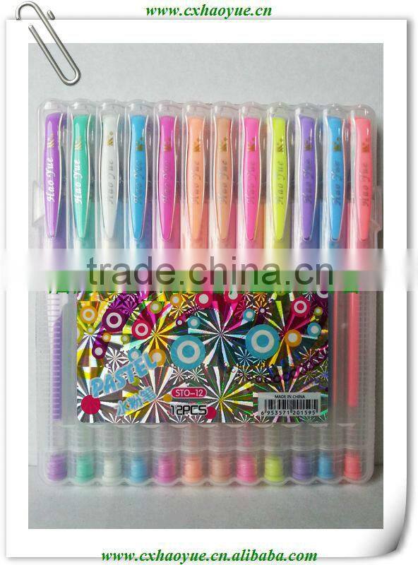 2014 new production chinese supplier 12 colors pastel gel pen