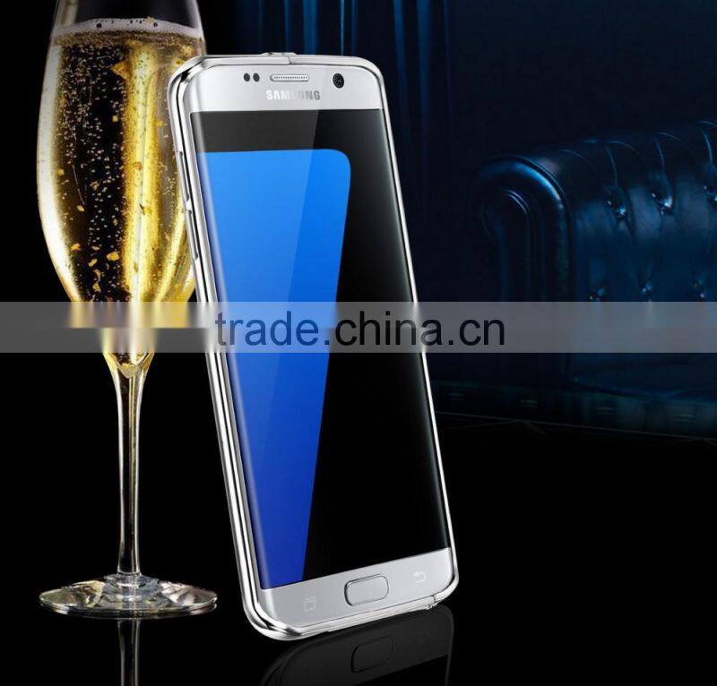 KXX Gold Series Stainless steel Bumper with Acrylic backplaneck Case for Samsung S7 edge Luxury Mirror Back Stand Case MT-5580