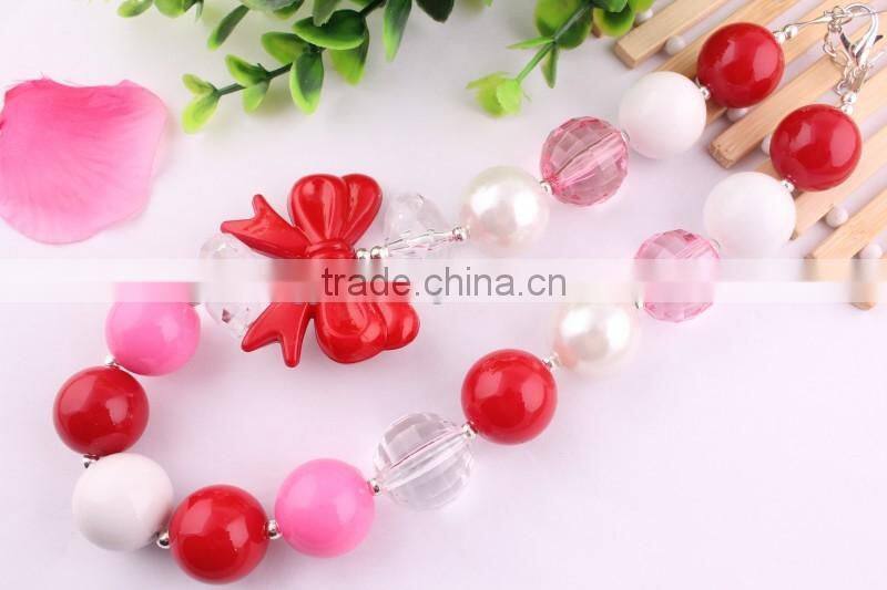 AAA Quality Latest Wholesale large acrylic bead necklace/Popular colorful bead chunky necklace