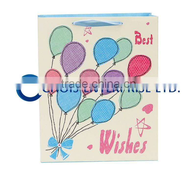 Popular Attractive Art Paper Bag with Ribbon Handle For Children Gift, Candy Present