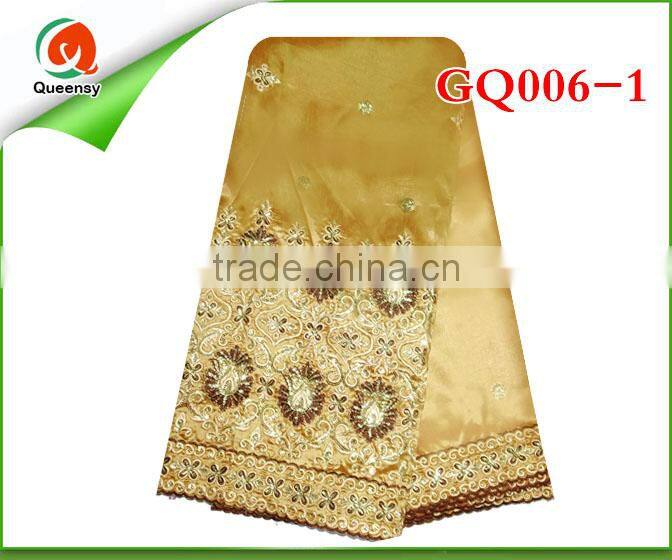GQ005-3Latest design raw silk embroidery African Georgegeorge fabric