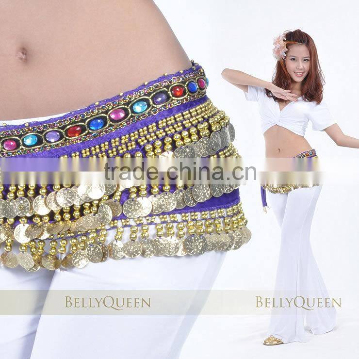 Velvet belly dance gold coins belt More Colors ,BellyQueen