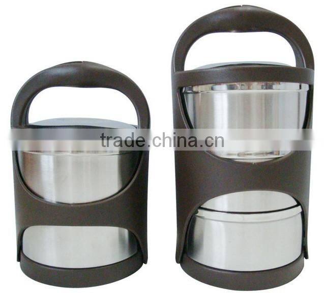 portable and colorful three layer lunch box set with compartments for children