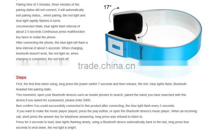 Wholesale Bluetooth Sports Stereo Headset Headphone Mic for smart phones different color