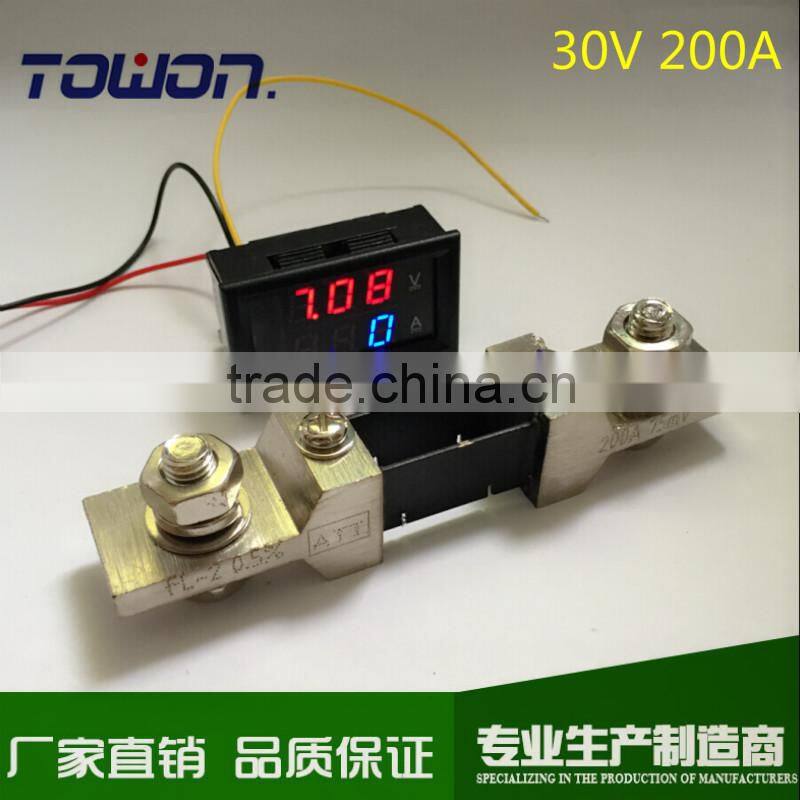 DC 4.5-30V 200A ammeter voltmeter Red&Blue Led Dual display Panel Volt Amp Combo Meter with 200A /75mv shunt