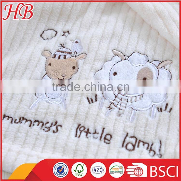 new product embroidered coral fleece baby blanket