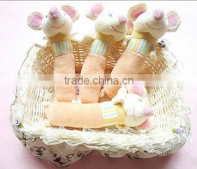 whosale baby plush animal hand bell bar toy