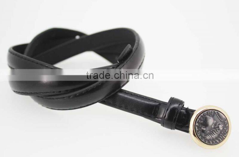 2015 NEW PU fashion girls dresses belt with Ebossed bronze buckles in yiwu