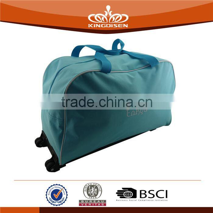 China wholesale light blue 600D trolley luggage bag