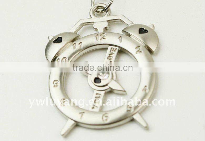 fashion zinc alloy alarm clock couple key chain
