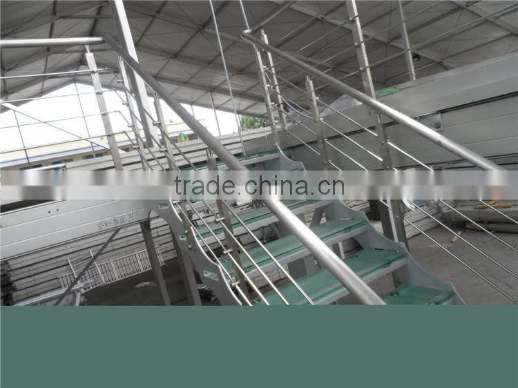 double stringer stainless steel straight stairs with glass treads