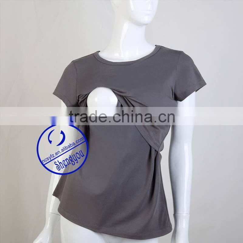 Custom short sleeve maternity clothes wear breastfeeding top nursing wholesale china