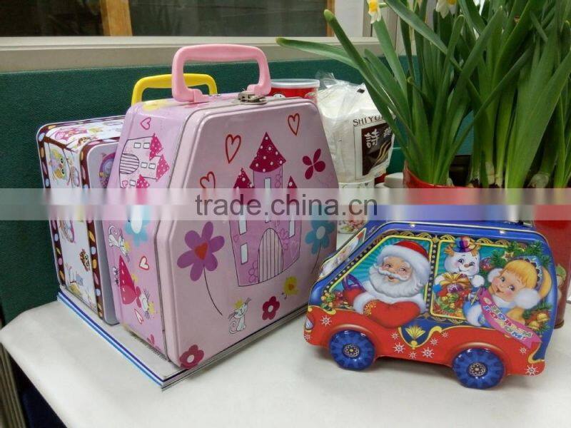 Kids tin lunch box with handle