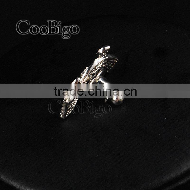 Fashion Jewelry Charming Rhinestone Musical Note Cuff-Link Silver Unisex Party Wedding Gift Promotion Apparel Accessories