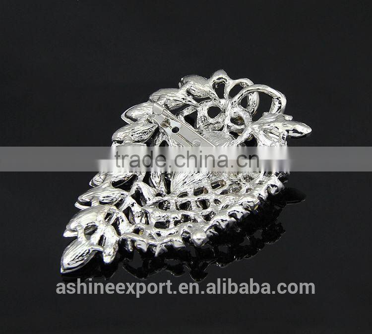 Beautiful leaf shape Marquise bulk bridal crystal rhinestone brooch/handmade rhinestone brooch