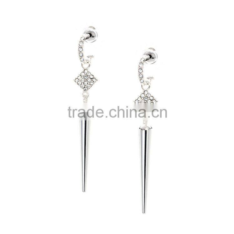 Silver and golden Pin Pave Rivet Spike Ponited Earring earring